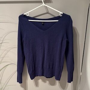 Banana Republic Deep Blue V-Neck Long Sleeve Top